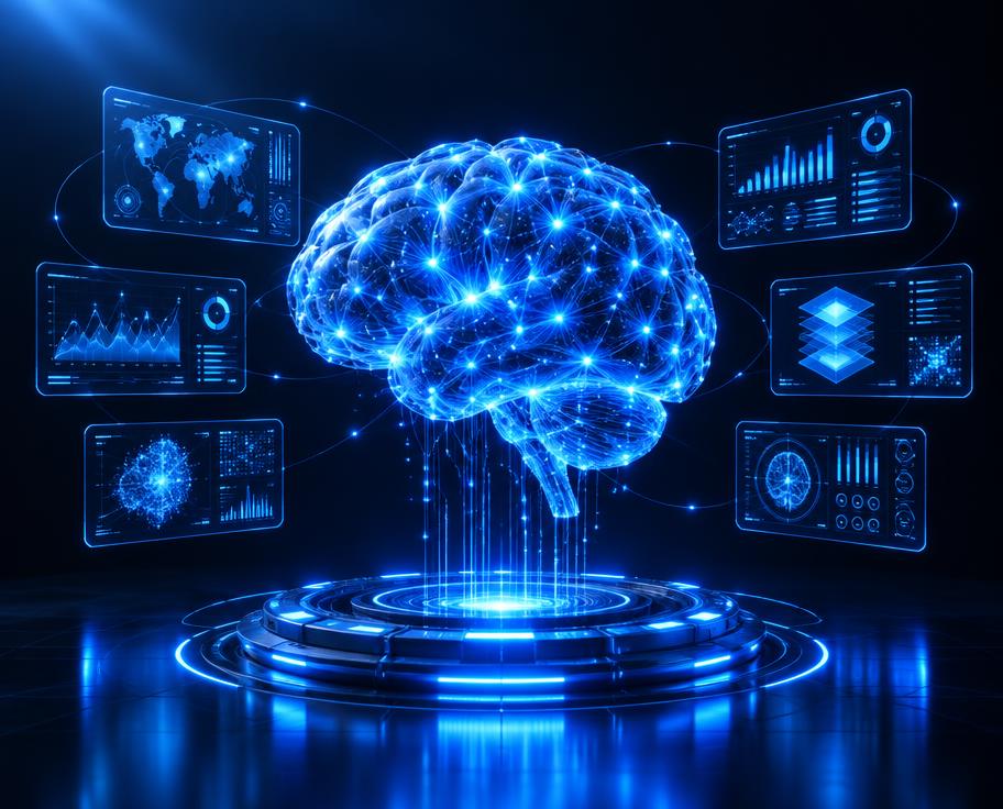 Cerebro digital formado por una red neuronal luminosa sobre una plataforma tecnológica